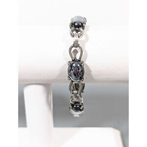 Vintage Judy Lee Gray Oval Cabochon Oval chain Tennis Bracelet‎ 6.5"